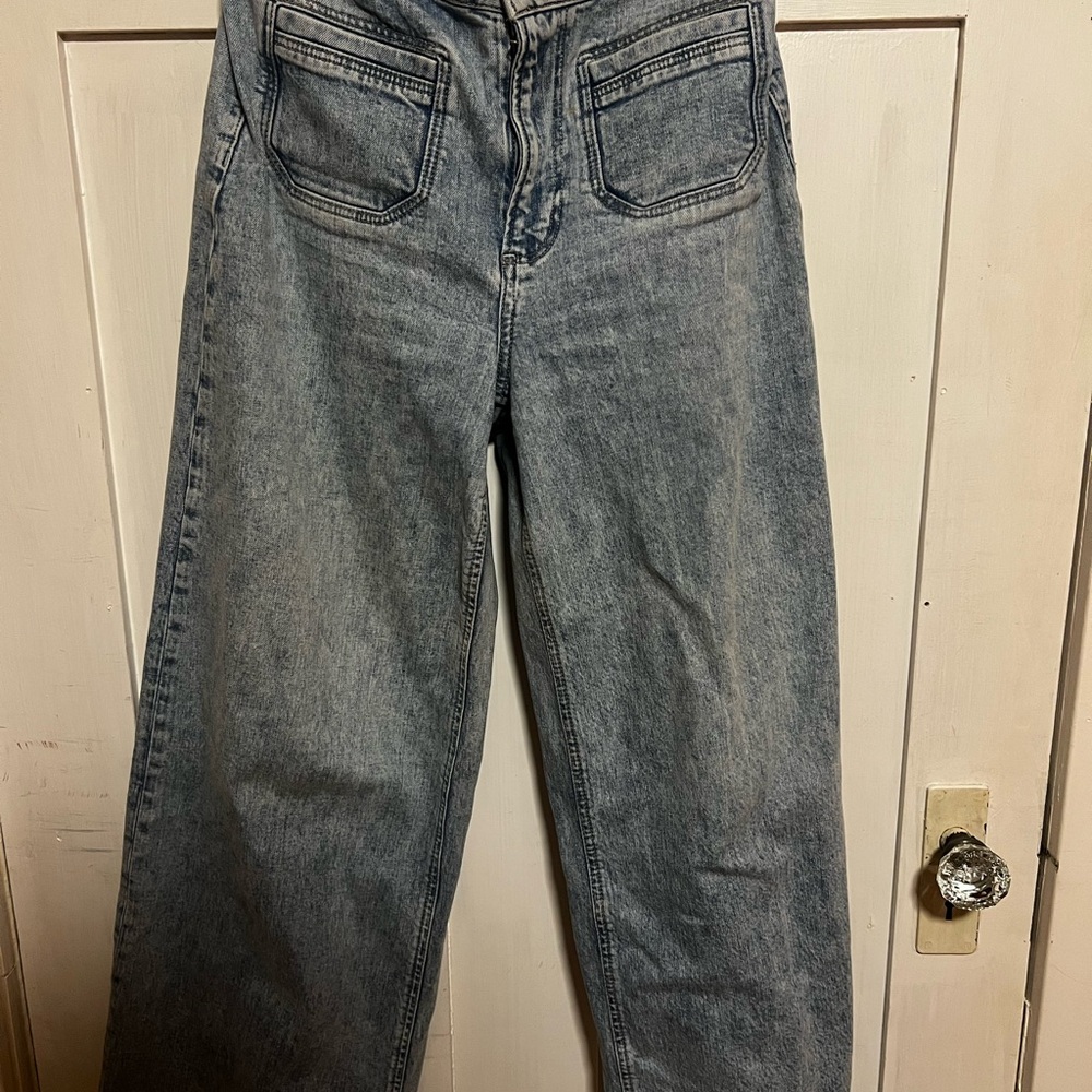 PAIGE Light Wash Wide Leg Jeans